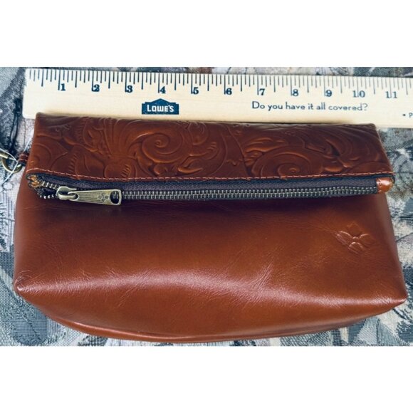 Patricia Nash Valerie Fold-over Wristlet Clutch Handbag Brown Tooled Leather - Picture 4 of 8